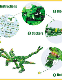 Exercise N Play Green Dinosaur Block Building Sets - 876 Pcs