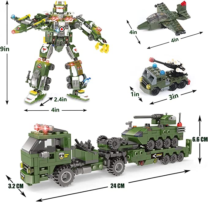 Exercise N Play Military Army Mecha Building Block Sets - 1164 Pcs