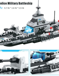 Exercise N Play Navy Military Battleship Brick Building Sets - 796 Pcs