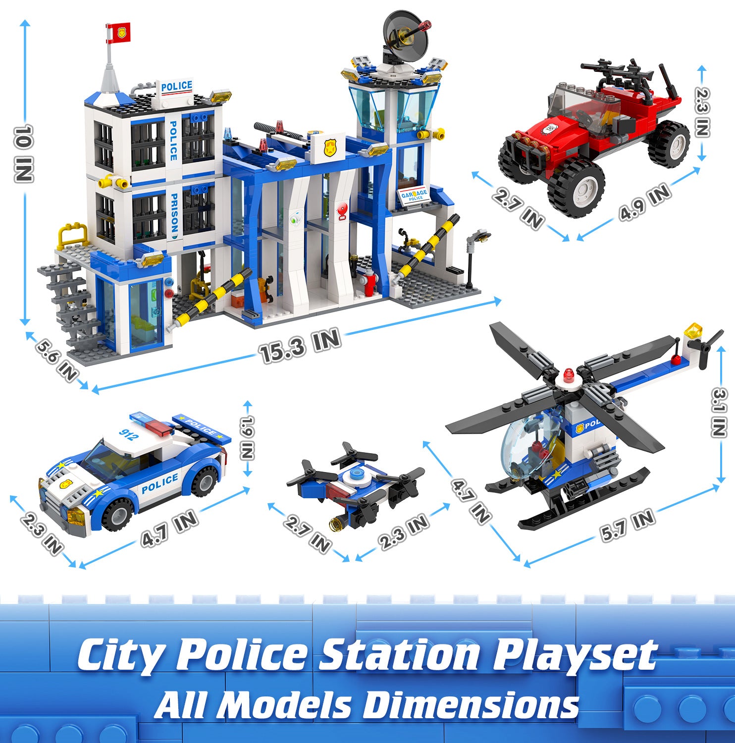 Exercise N Play City Police Station Bricks Blocks Sets - 949 Pcs