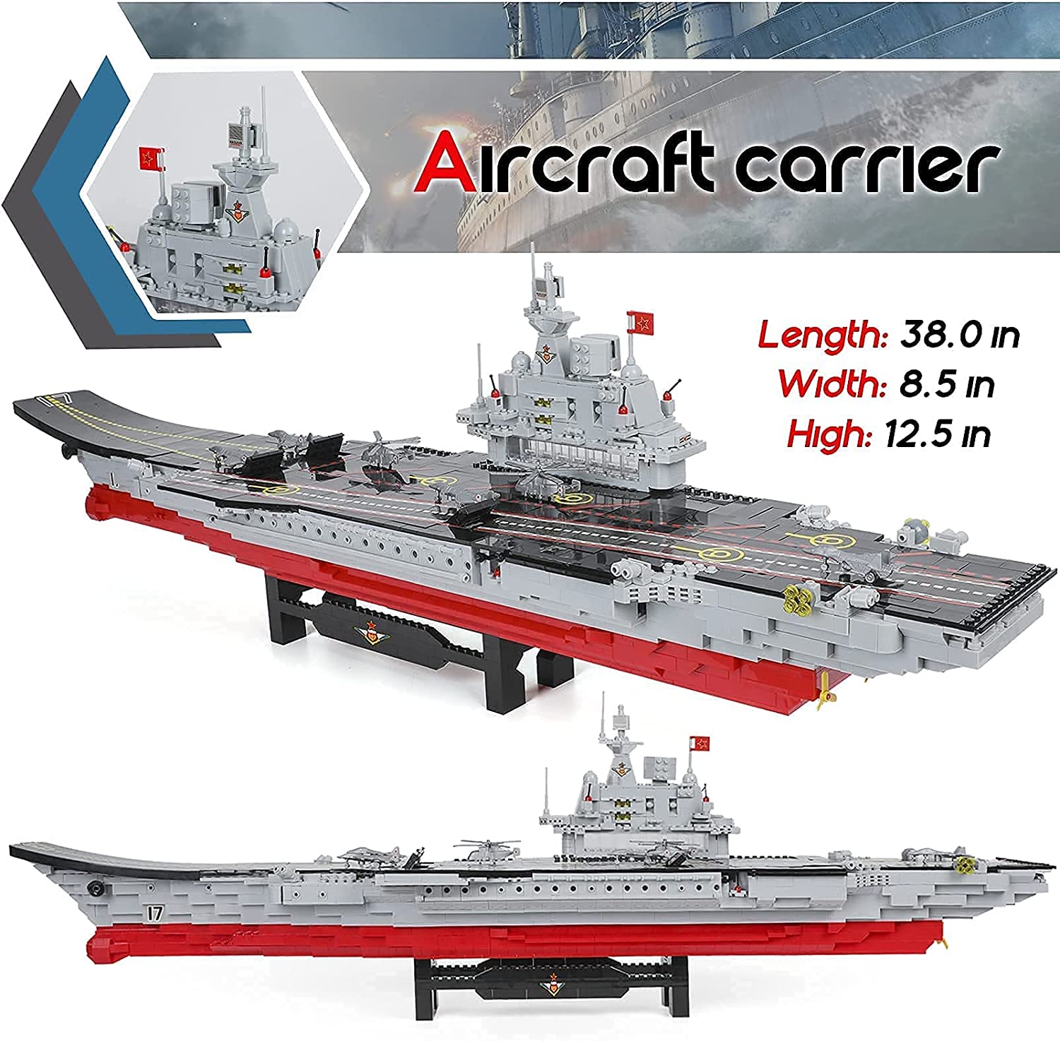 Exercise N Play Navy Mega Aircraft Carriers Brick Set - 2234 Pcs