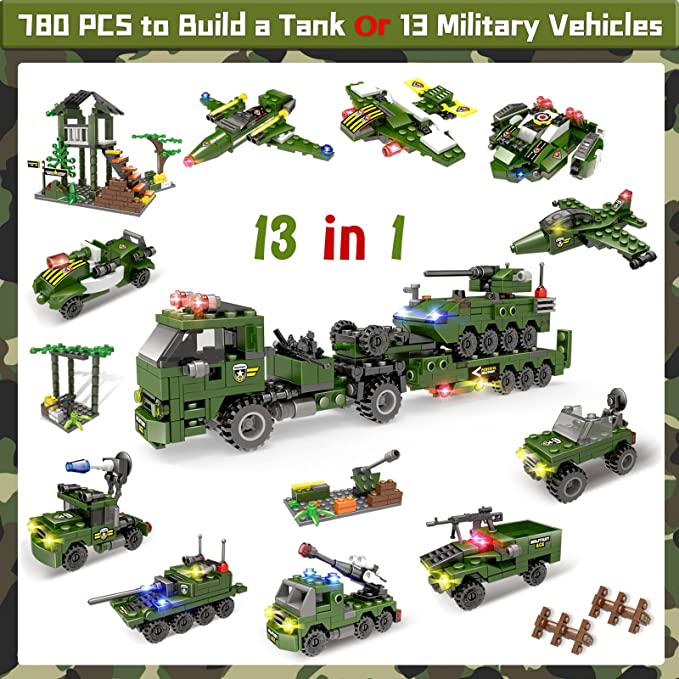 Exercise N Play Military Army Mecha Building Block Sets - 1164 Pcs