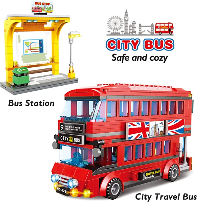 Exercise N Play Building London Tours Buses Mini Bricks Set - 458 Pcs