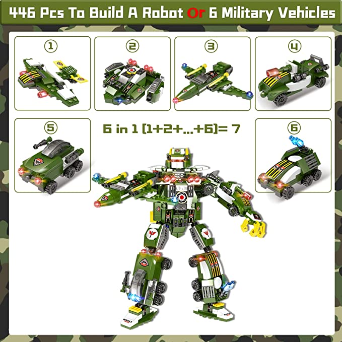Exercise N Play Military Army Mecha Building Block Sets - 1164 Pcs