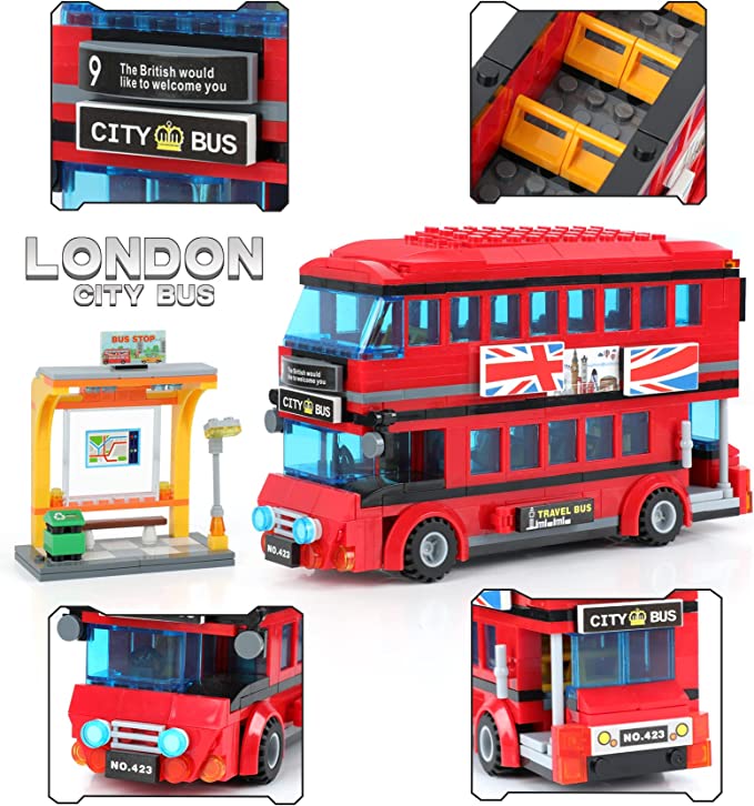 Exercise N Play Building London Tours Buses Mini Bricks Set - 458 Pcs