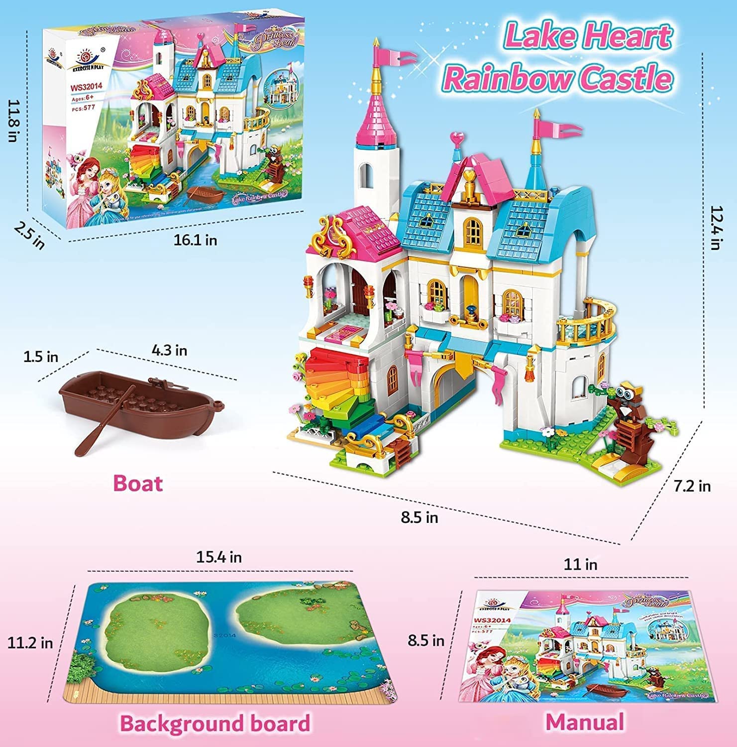 Exercise N Play Princess Castle Construction Toys - 577 Pcs