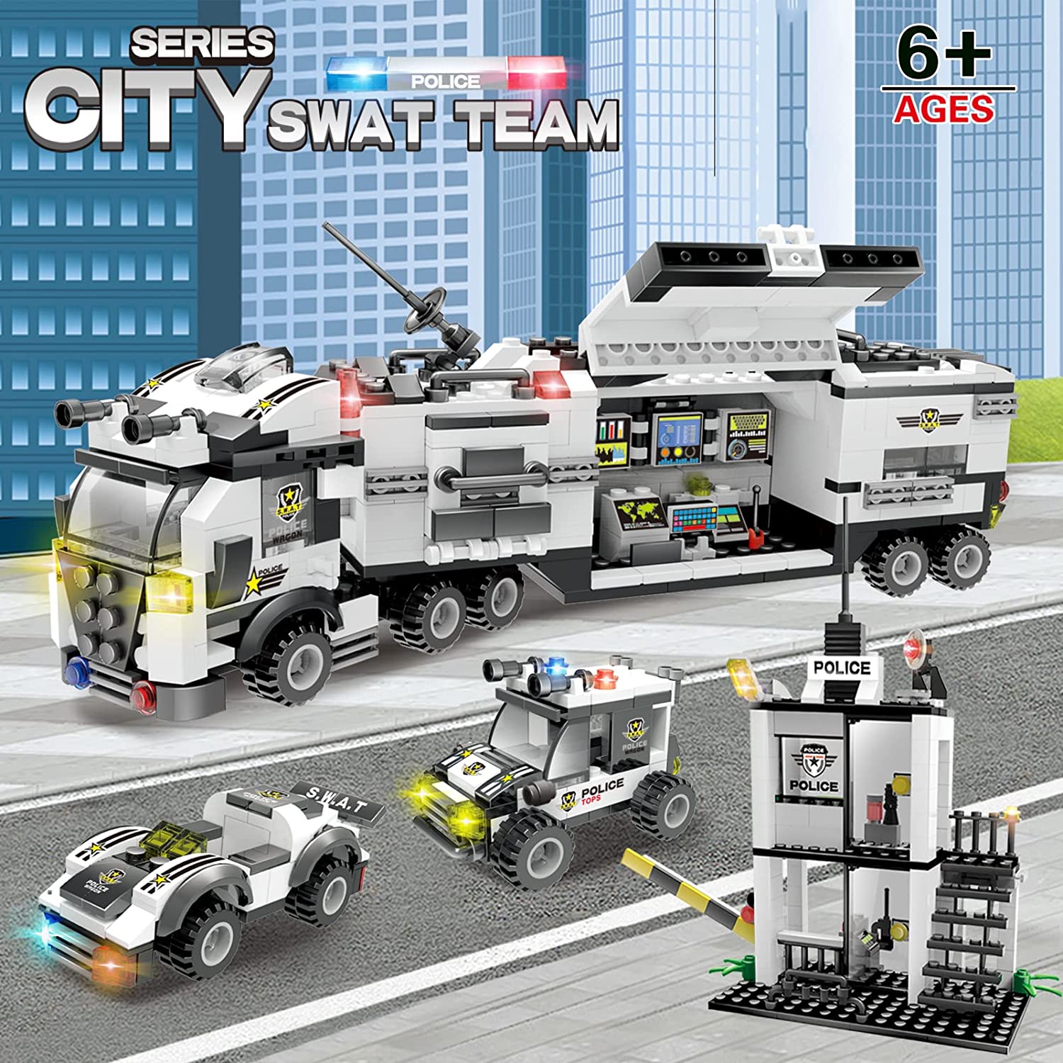 Exercise N Play SWAT Command Truck Block Building Sets - 853 Pcs