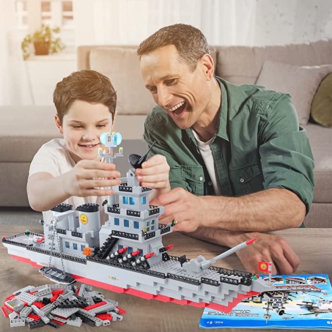 Exercise N Play Navy Battle Cruiser Ship Brick Sets - 1163 Pcs