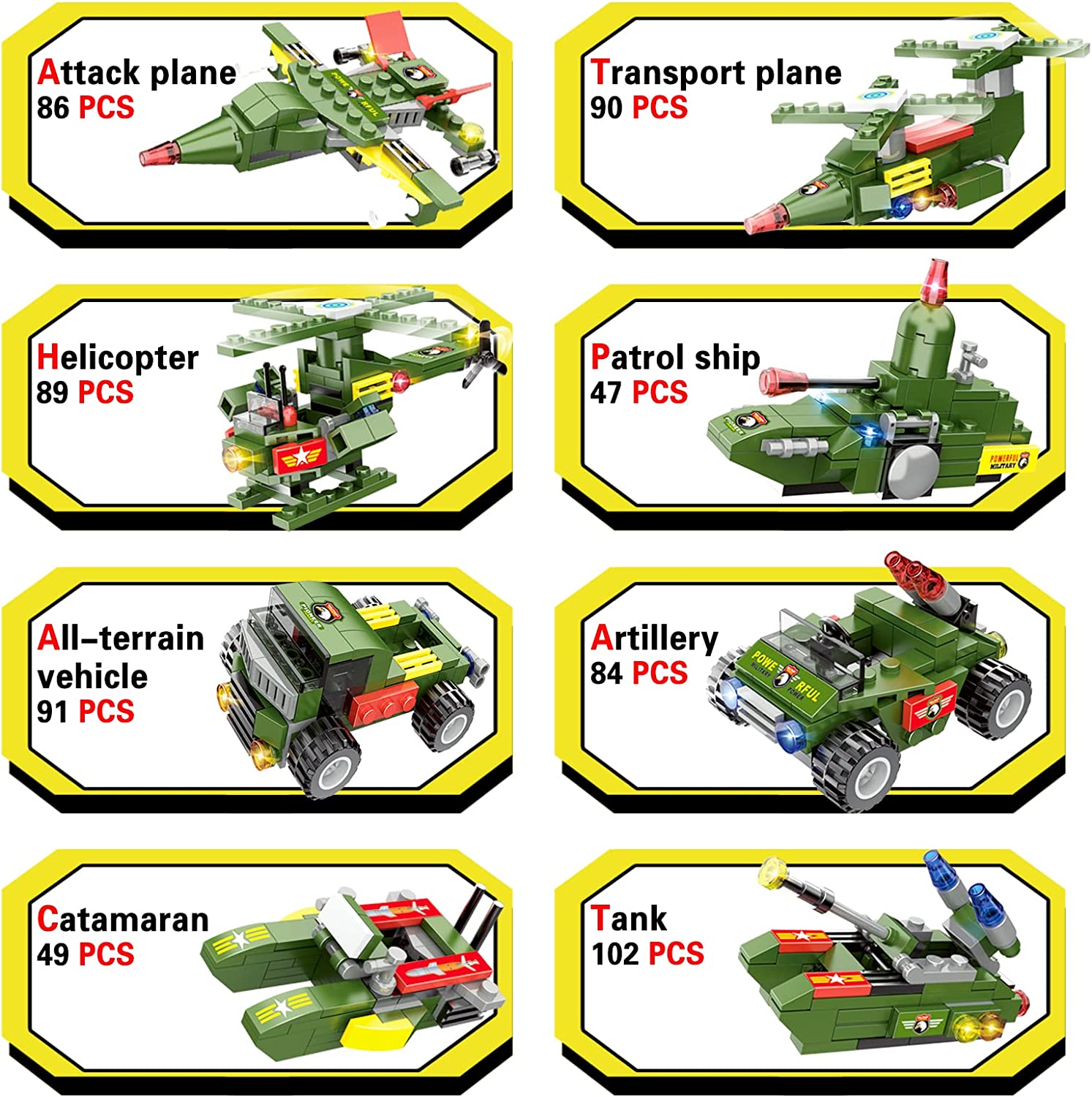 Exercise N Play Army Military Missiles Vehicle Blocks Bricks Set - 1382 Pcs