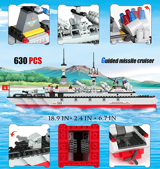 Exercise N Play Navy Destroyer Ships Blocks Toy - 630 Pcs