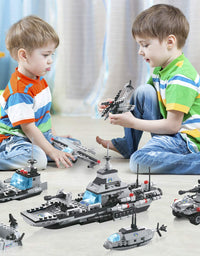 Exercise N Play Navy Military Battleship Brick Building Sets - 796 Pcs