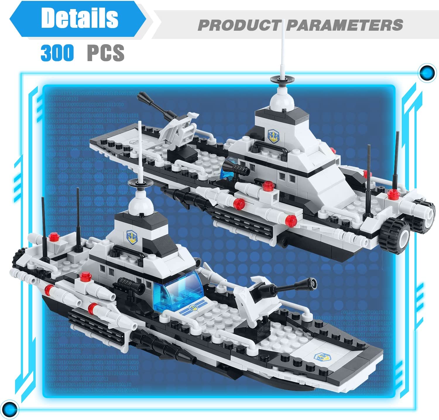 Exercise N Play Navy Military Battleship Brick Building Sets - 796 Pcs