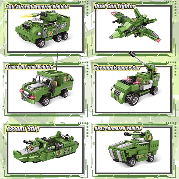 Exercise N Play Army Military Tank Block Building Sets - 952 Pcs