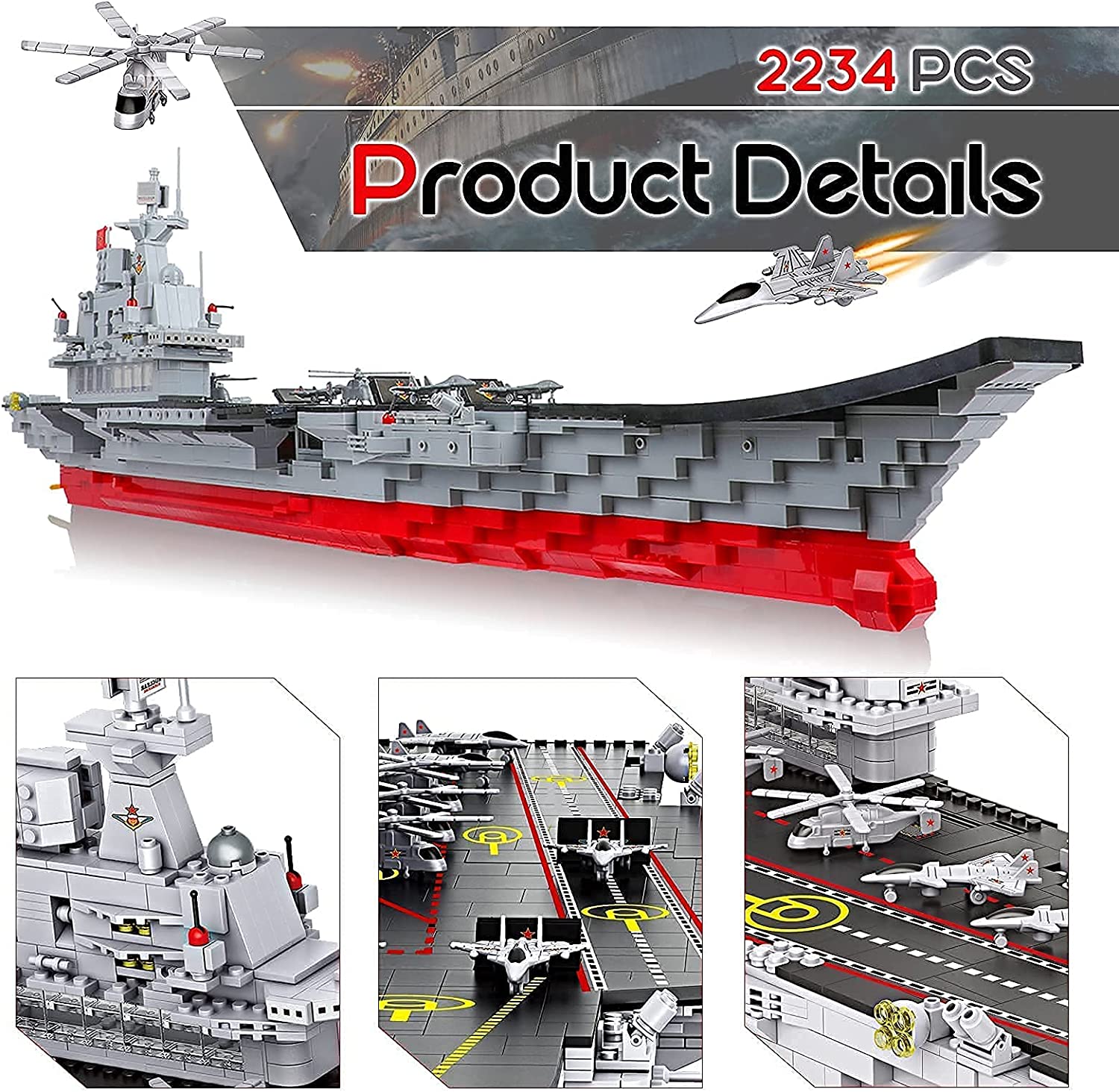 Exercise N Play Navy Mega Aircraft Carriers Brick Set - 2234 Pcs