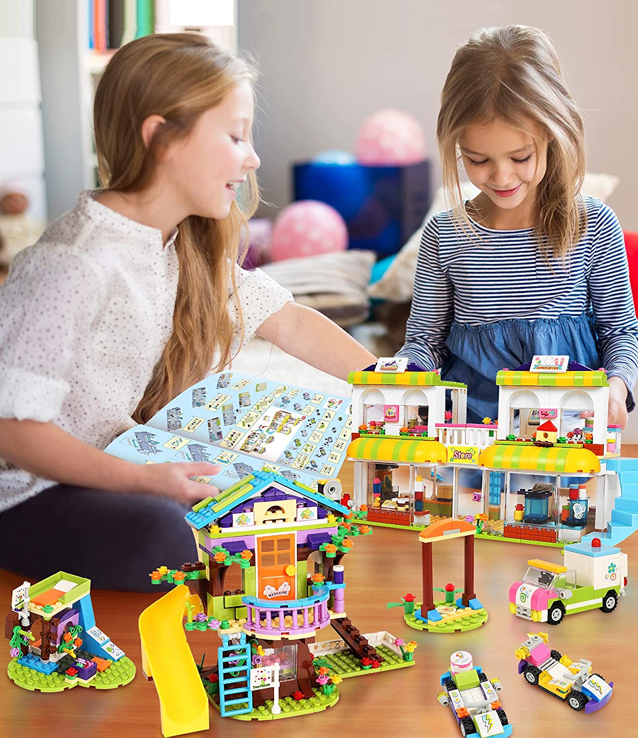 Exercise N Play Treehouse & Grocery Store 2 IN 1 Toy Blocks Construction Set - 1195 Pcs