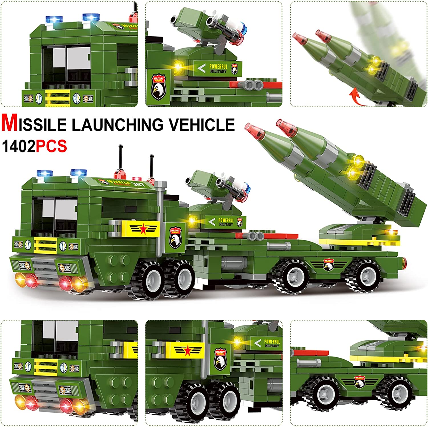 Exercise N Play Army Military Missiles Vehicle Blocks Bricks Set - 1382 Pcs