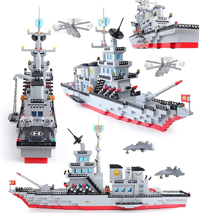 Exercise N Play Navy Battle Cruiser Ship Brick Sets - 1163 Pcs