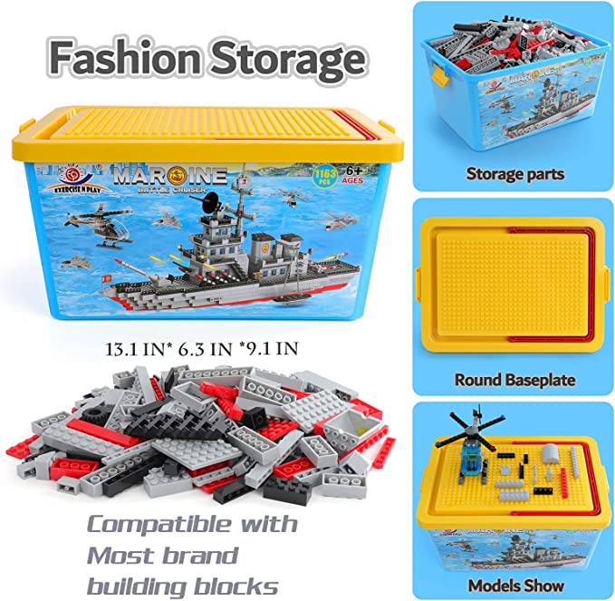Exercise N Play Navy Battle Cruiser Ship Brick Sets - 1163 Pcs