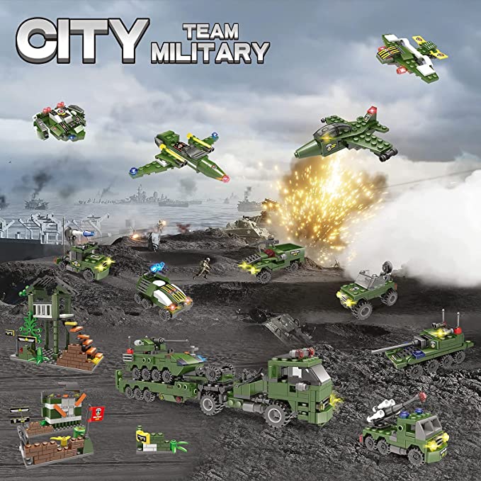 Exercise N Play Military Army Mecha Building Block Sets - 1164 Pcs