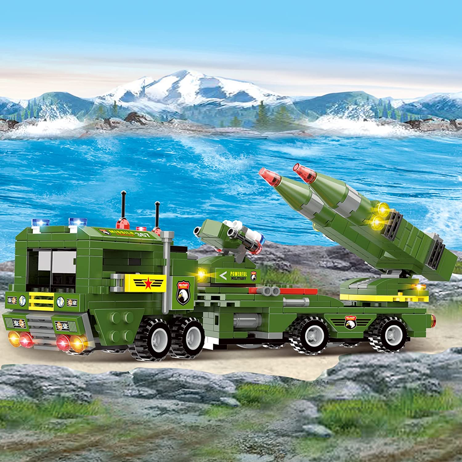 Exercise N Play Army Military Missiles Vehicle Blocks Bricks Set - 1382 Pcs