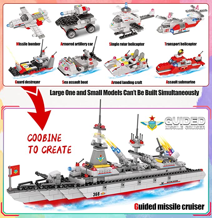 Exercise N Play Navy Destroyer Ships Blocks Toy - 630 Pcs