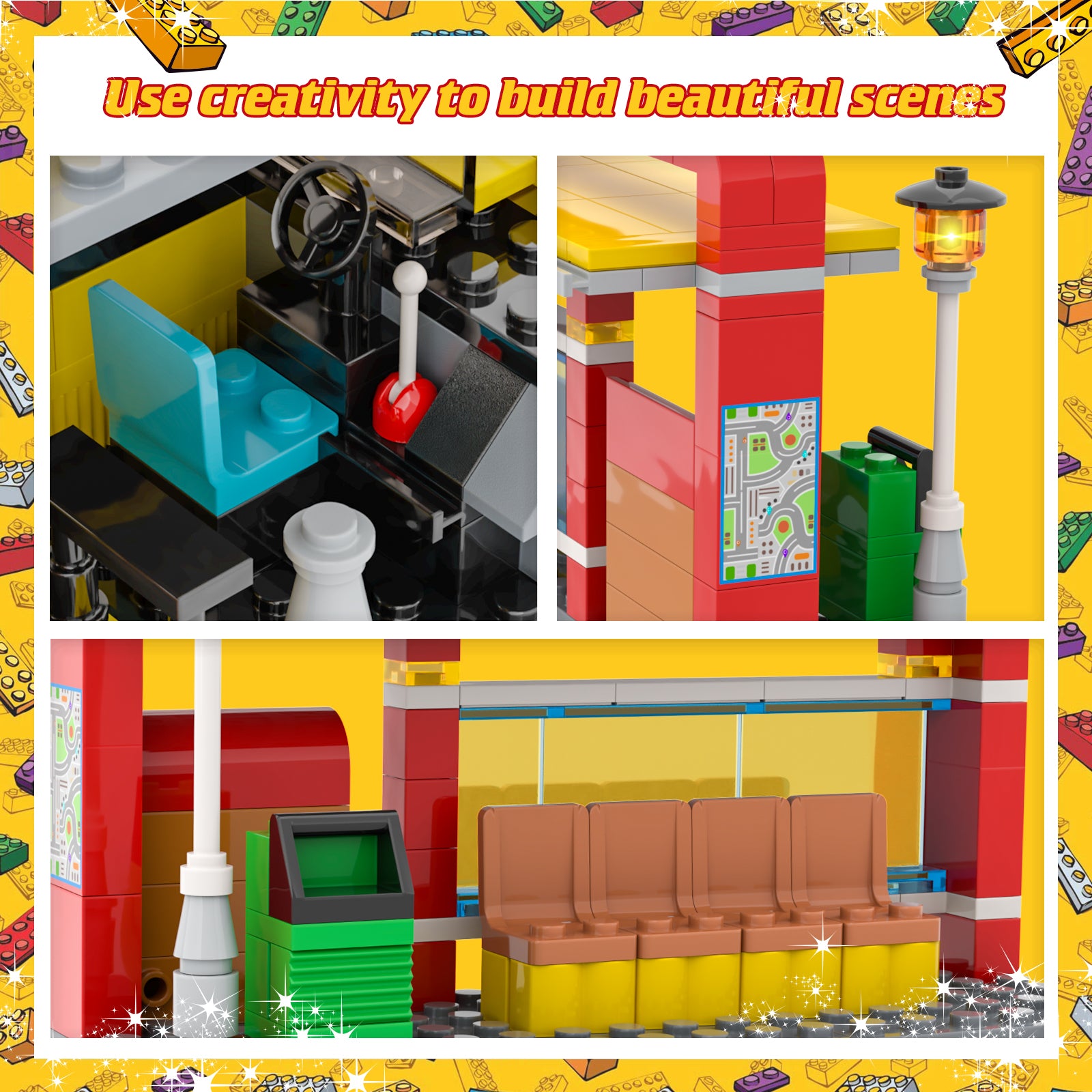 Exercise N Play City School Bus Small Building Blocks Sets - 488 Pcs