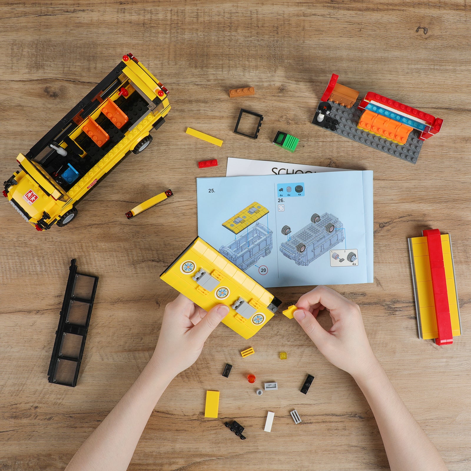 Exercise N Play City School Bus Small Building Blocks Sets - 488 Pcs