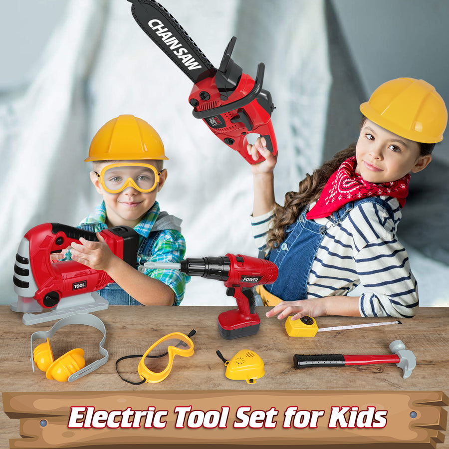 Exercise N Play Red Chainsaw Tools Childrens Toys Set - 11 Pcs