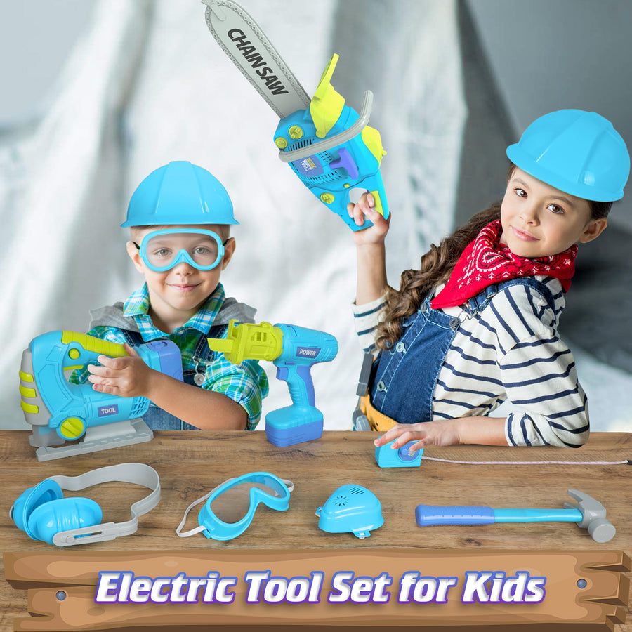Exercise N Play Blue Chainsaw Kids Tool Toys Set - 11 Pcs