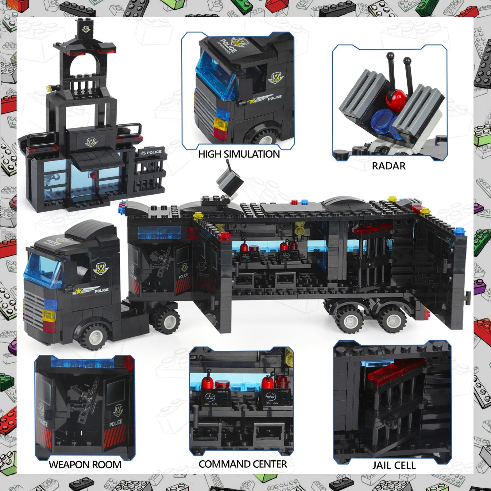 Exercise N Play SWAT Armored Truck Bricks Set - 1020 Pcs