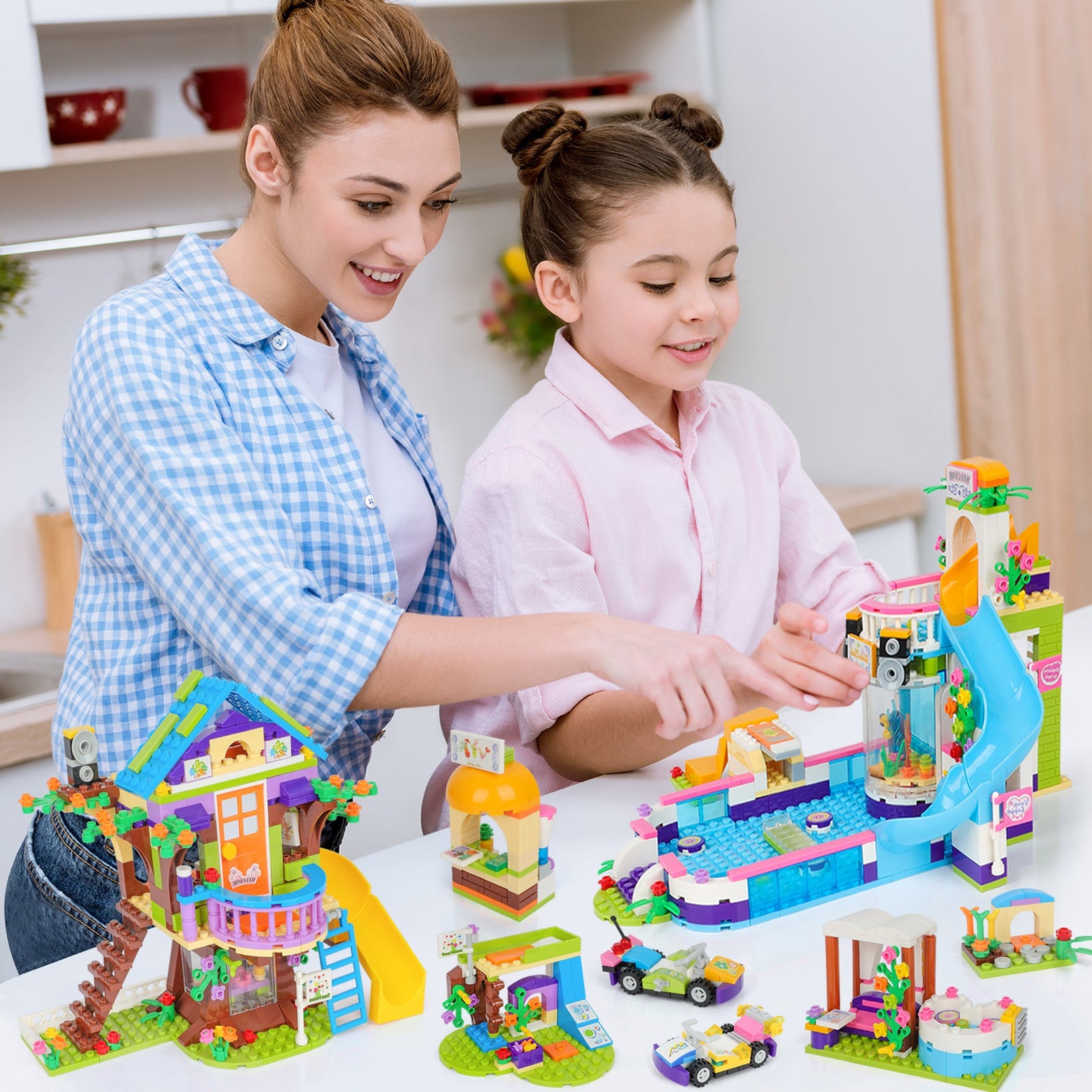 Exercise N Play TreeHouse & Water Park 2 IN 1 Children's Construction Toys - 1274 Pcs