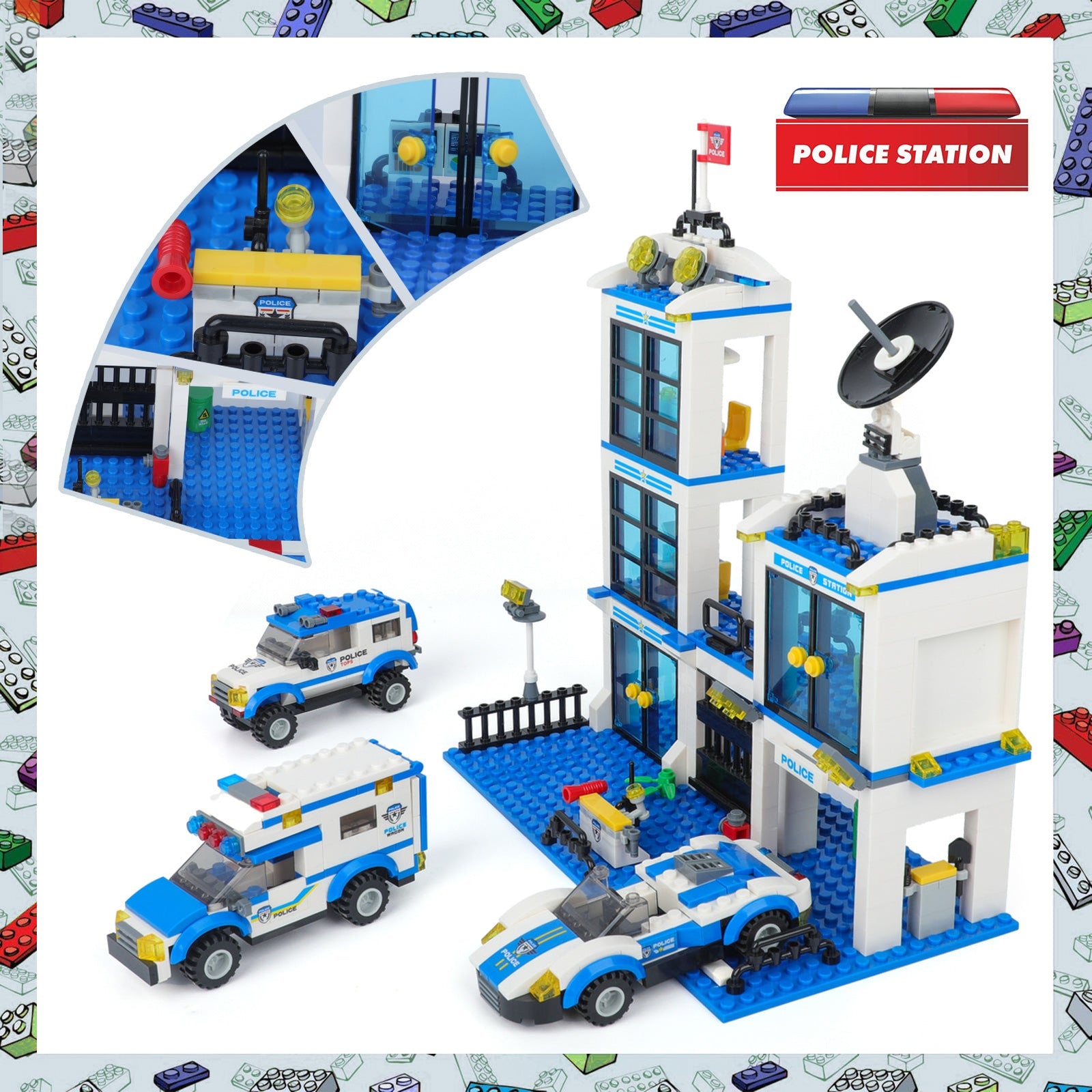 Exercise N Play Mini Police Car Blocks Sets - 736 Pcs