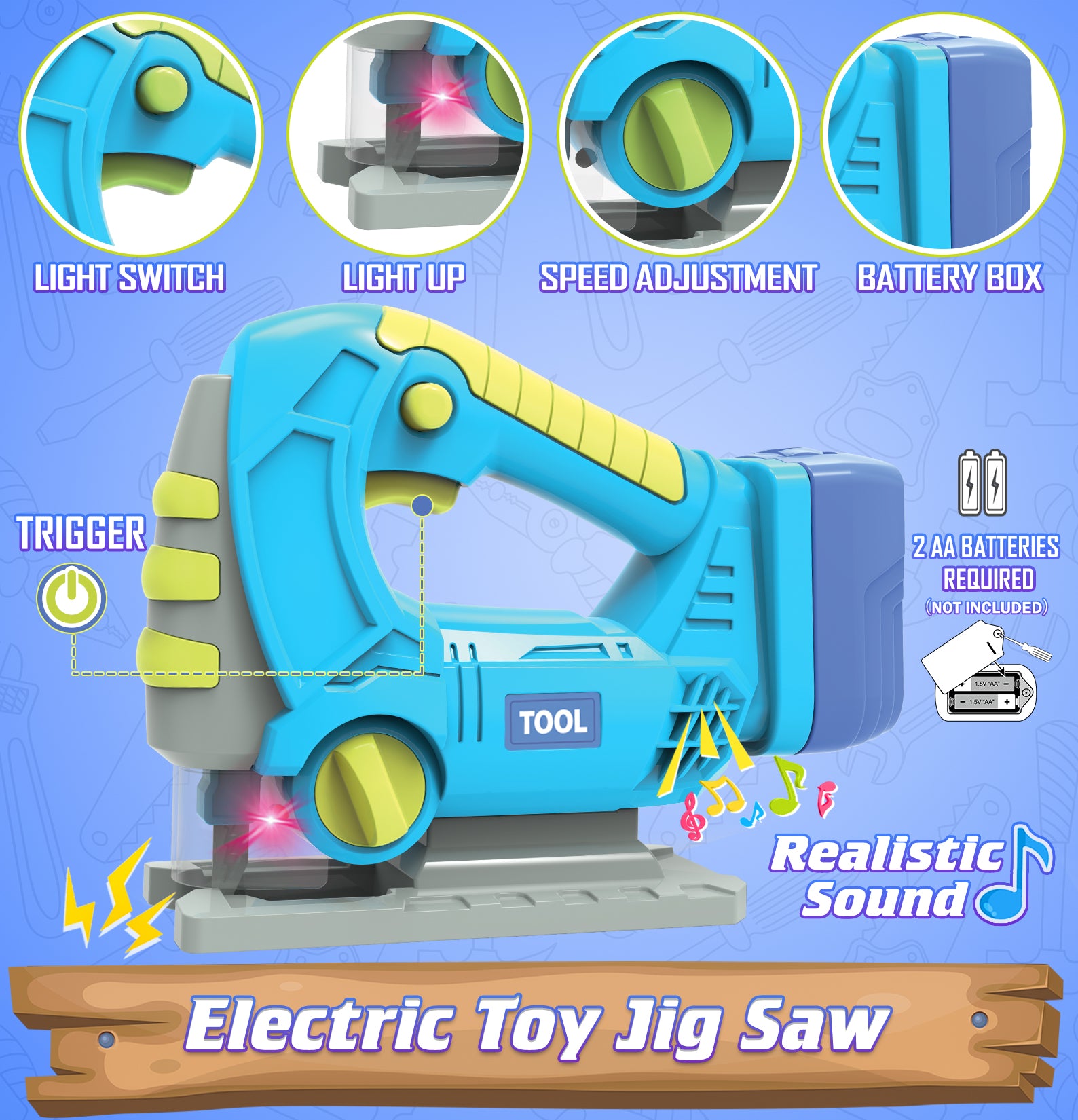 Exercise N Play Blue Chainsaw Kids Tool Toys Set - 11 Pcs