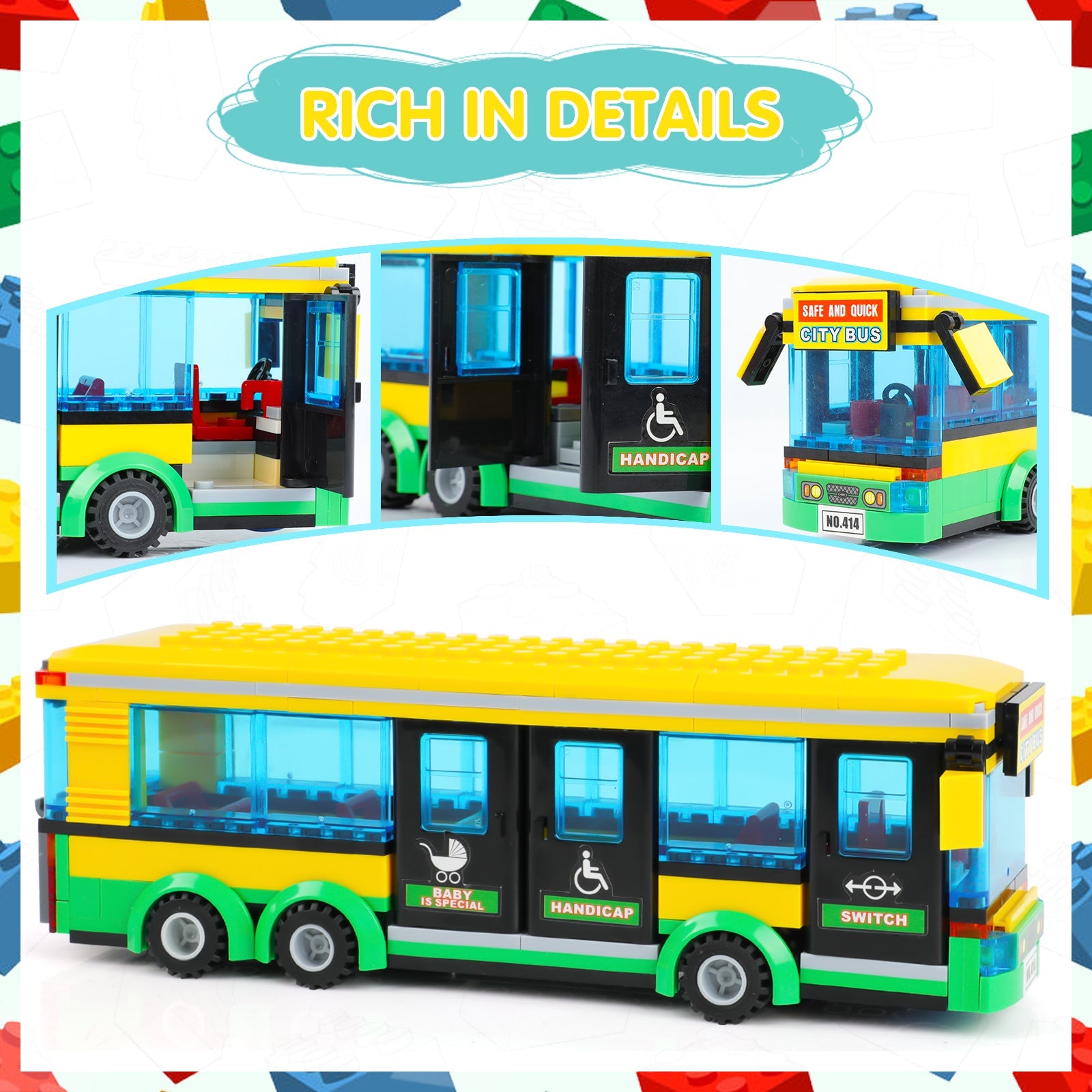 Exercise N Play City Bus Station Building Block Set - 386 Pcs