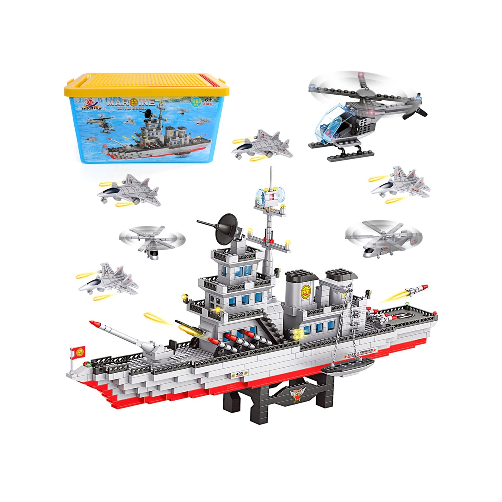 Exercise N Play Navy Battle Cruiser Ship Brick Sets - 1163 Pcs