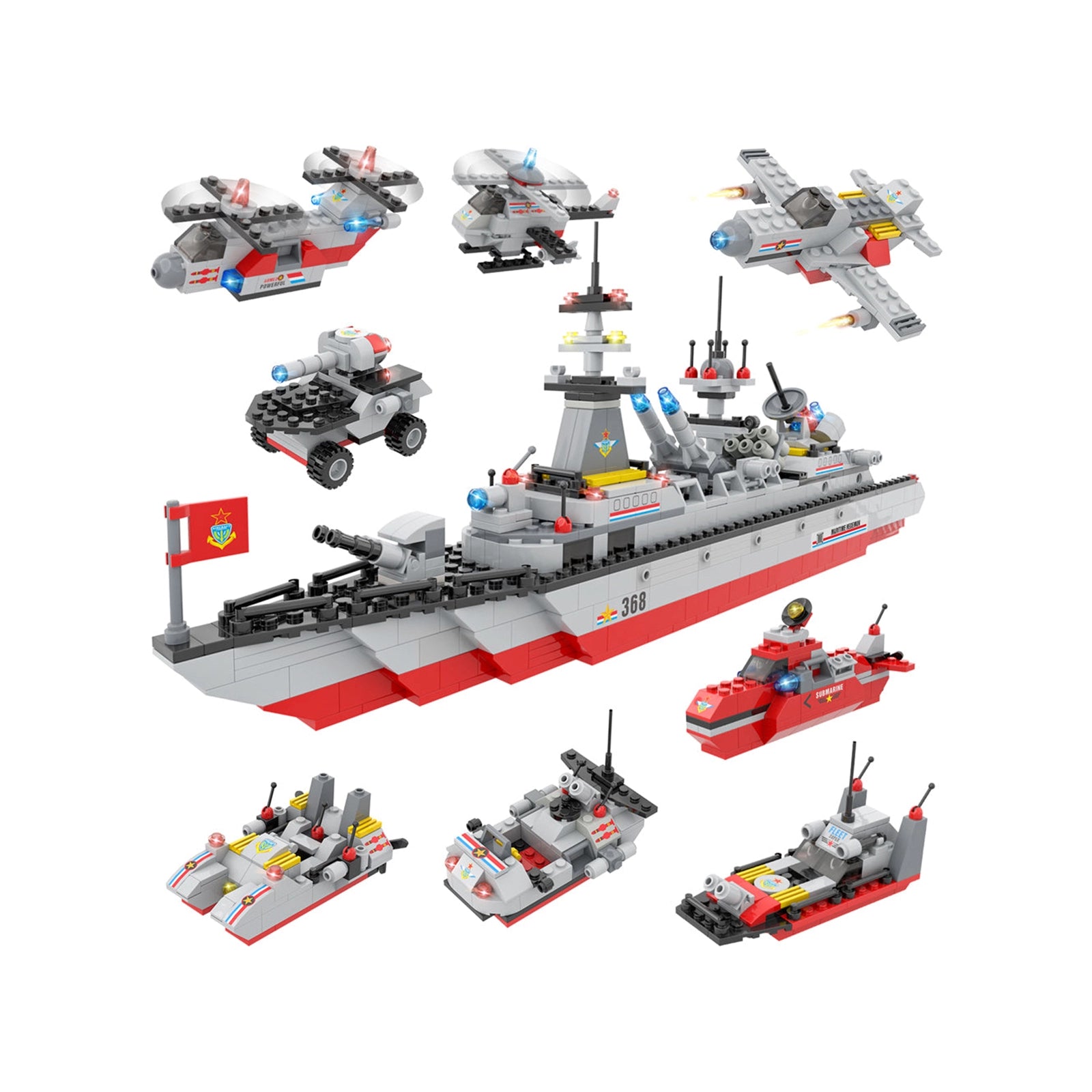 Exercise N Play Navy Destroyer Ships Blocks Toy - 630 Pcs