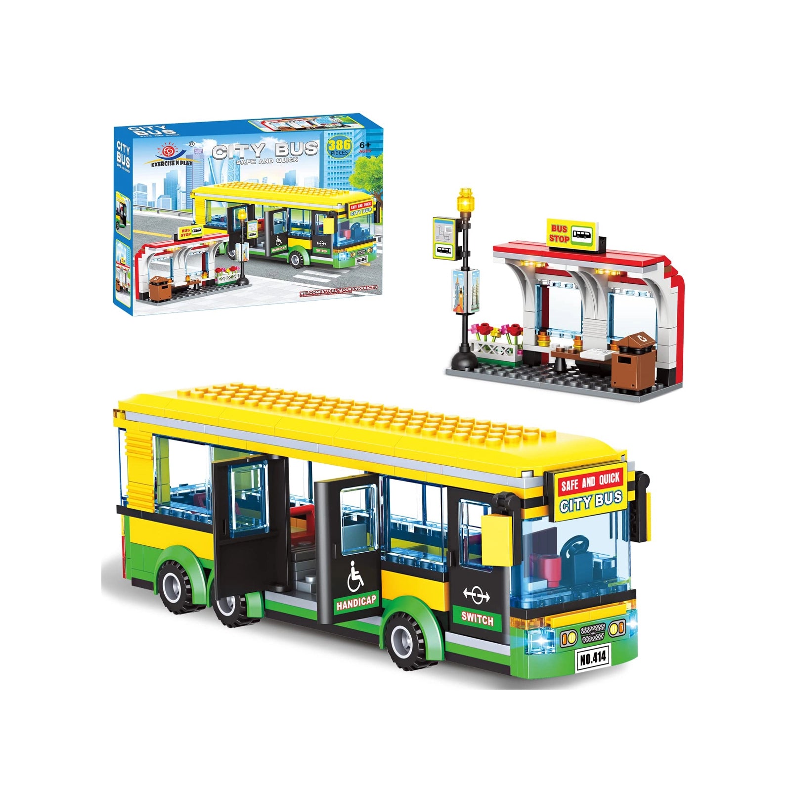 Exercise N Play City Bus Station Building Block Set - 386 Pcs