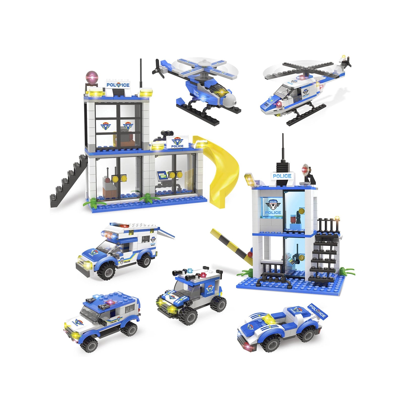 Exercise N Play Mini Police Station Brick Toy Sets - 808 Pcs