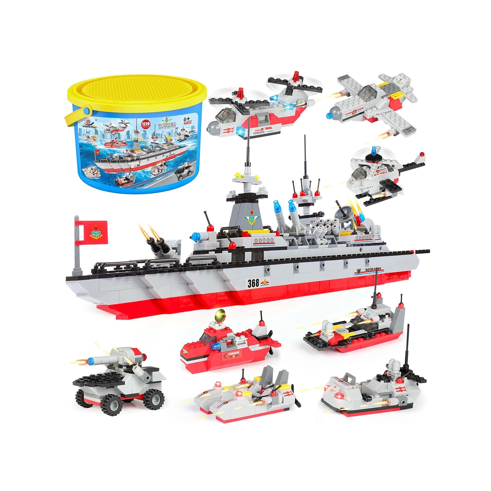 Exercise N Play Military Guided Missile Destroyer Toy Bricks - 1220 Pcs