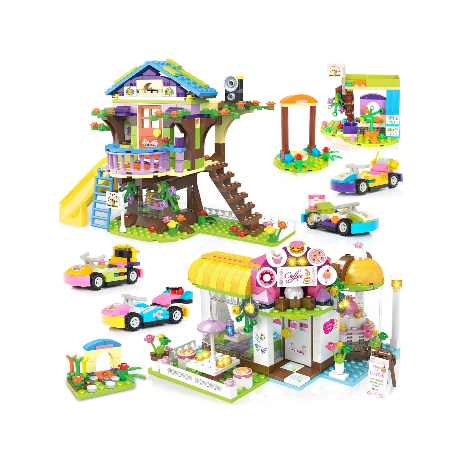 Exercise N Play Street Coffee Shop & Treehouse 2 IN 1 Construction Toys - 960 Pcs