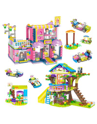 Exercise N Play Barber Shop & Treehouse 2 IN 1 Mini Building Blocks - 1193 Pcs
