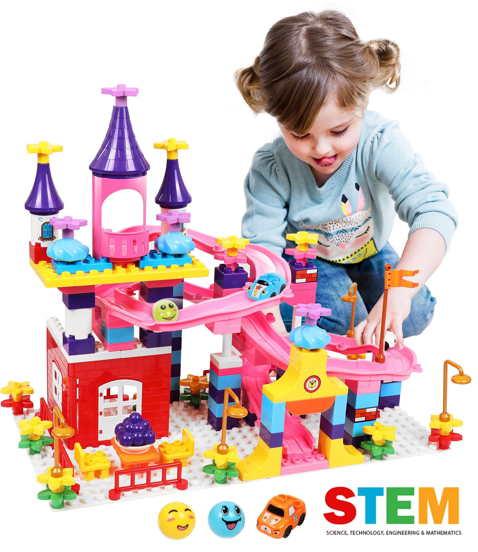 Exercise N Play Girls Roller Coaster STEM Toys Set - 161 Pcs