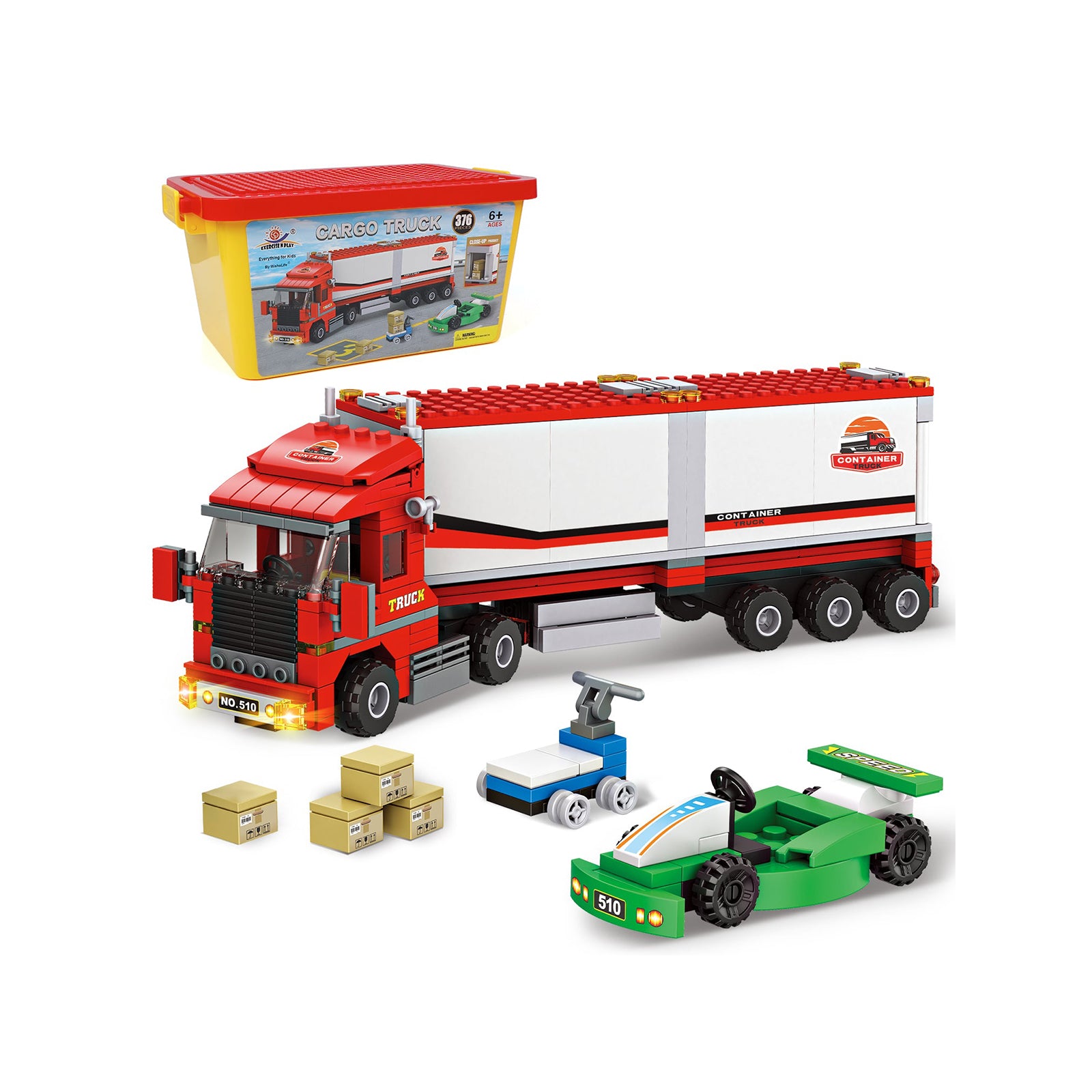 Exercise N Play Red Semi-Trailer Truck Toddler Toy - 376 Pcs