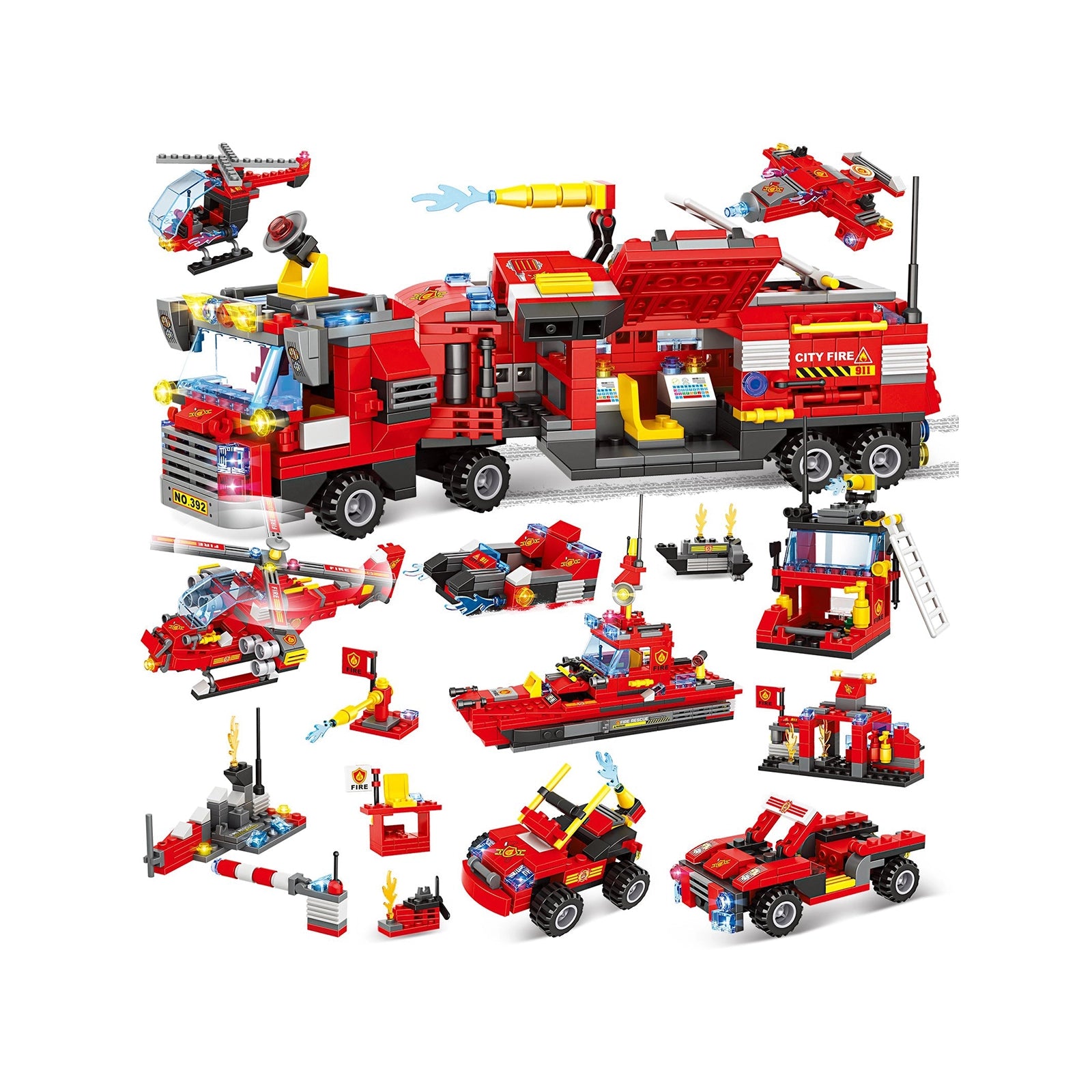 Exercise N Play City Light Fire Truck Small Building Blocks Sets - 1432 Pcs