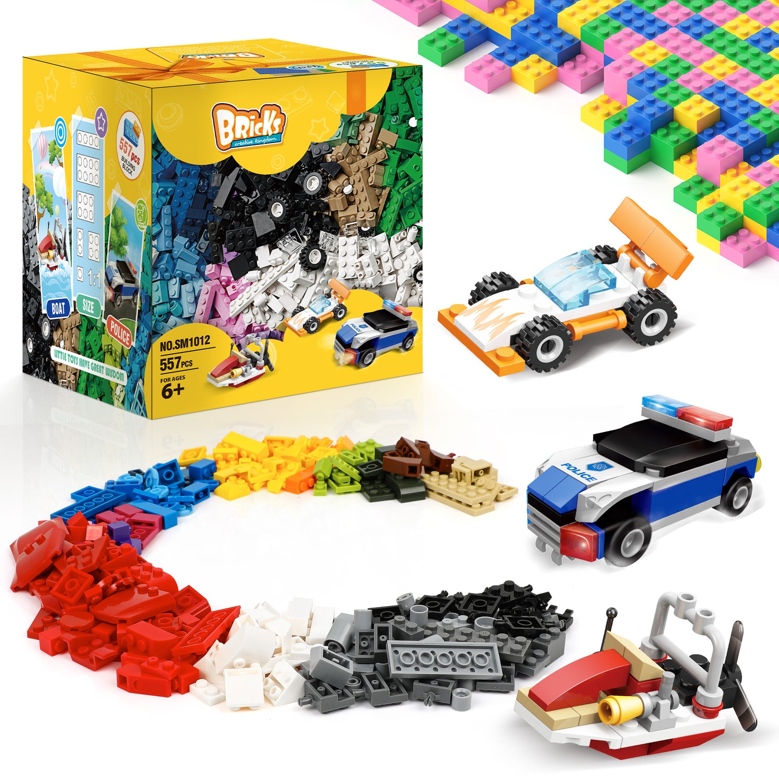 Exercise N Play Police Race Car Tiny Building Blocks Set - 557 Pcs