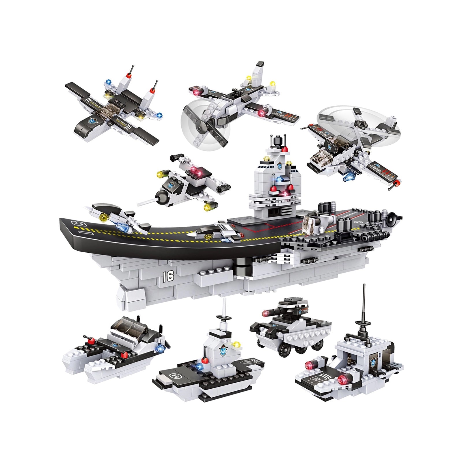 Exercise N Play Navy Aircraft Carriers Tiny Building Blocks Toys - 1320 Pcs