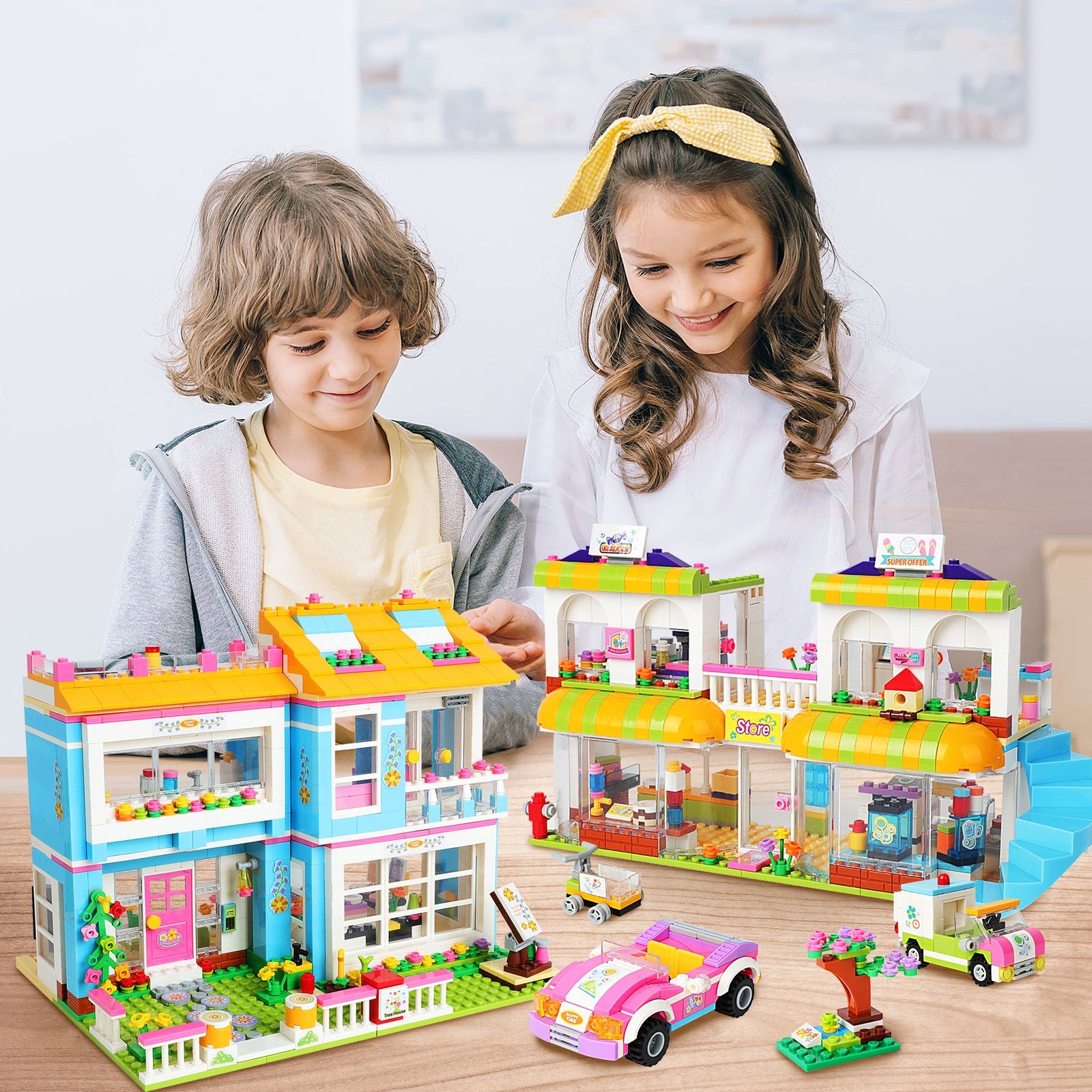 Exercise N Play City House & Grocery Store 2 IN 1 Construction Toys - 1675 Pcs