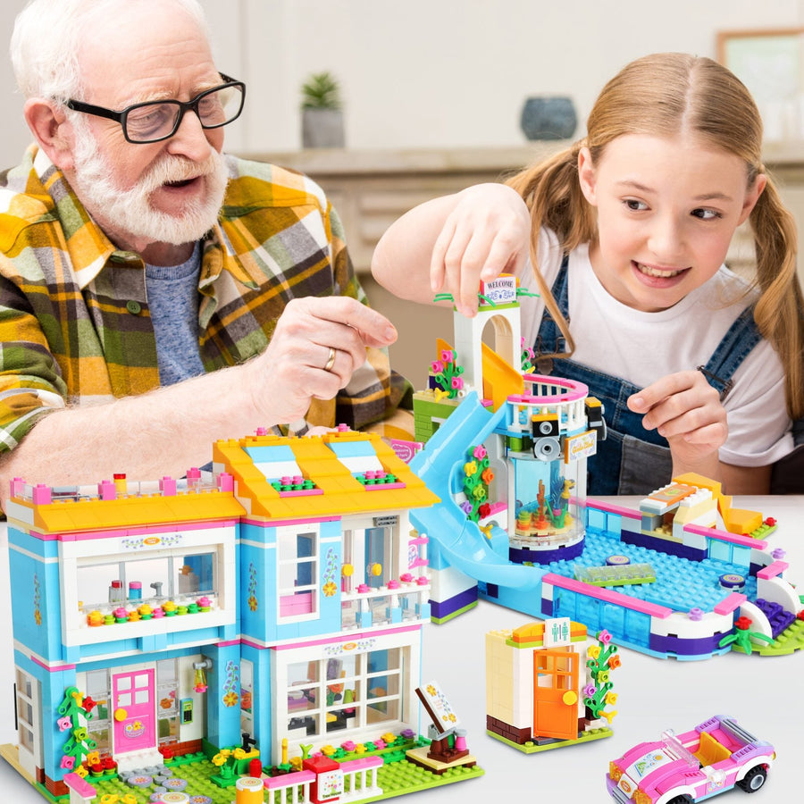 Exercise N Play City House & Water Park 2 IN 1 Bricks Set - 1736 Pcs