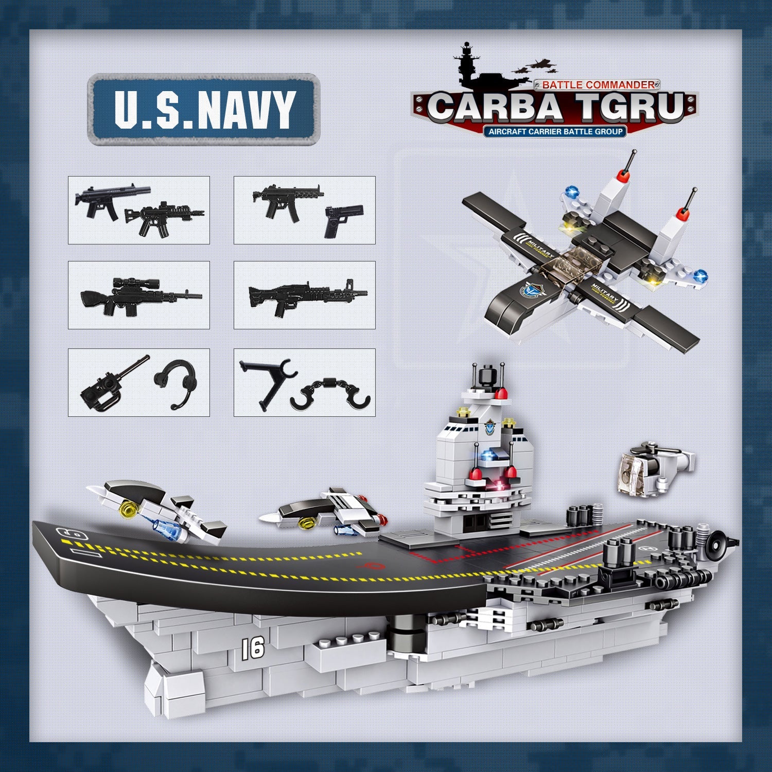 Exercise N Play Navy Aircraft Carriers Tiny Building Blocks Toys - 1320 Pcs