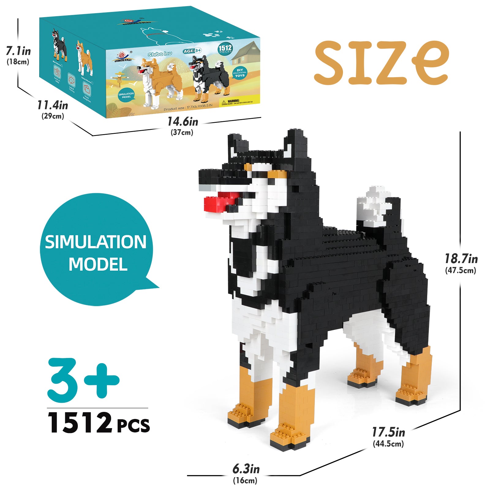 Akita Inu Pixel Puzzle Toys Set